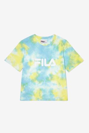 FILA Hannah Tie Dye Tee Shirts Blue / Light Green,Womens Clothing | CA.GIMQRC145